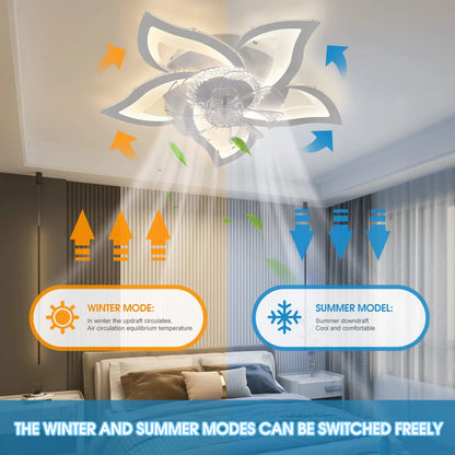 Creative lotus Ceiling Fan Light lustre Led Low Noise Ceiling Fan Chandelier Living Dining Bedroom Kitchen Lights Home Fixtures