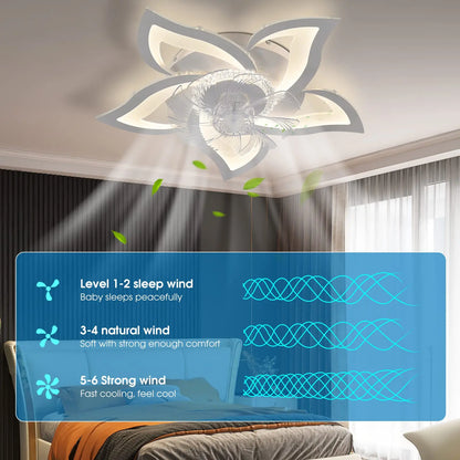 Creative lotus Ceiling Fan Light lustre Led Low Noise Ceiling Fan Chandelier Living Dining Bedroom Kitchen Lights Home Fixtures