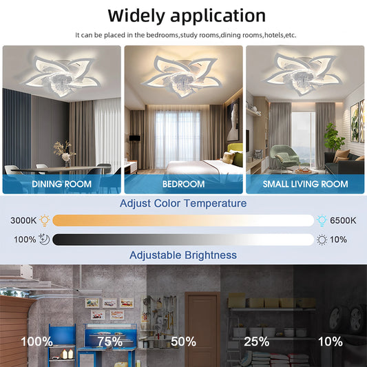 Creative lotus Ceiling Fan Light lustre Led Low Noise Ceiling Fan Chandelier Living Dining Bedroom Kitchen Lights Home Fixtures